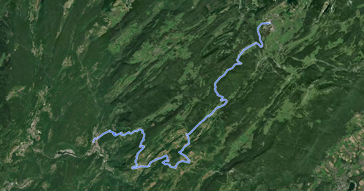 Маршрут L’Échappée Jurassienne à vtt-section 6 на спутниковом снимке