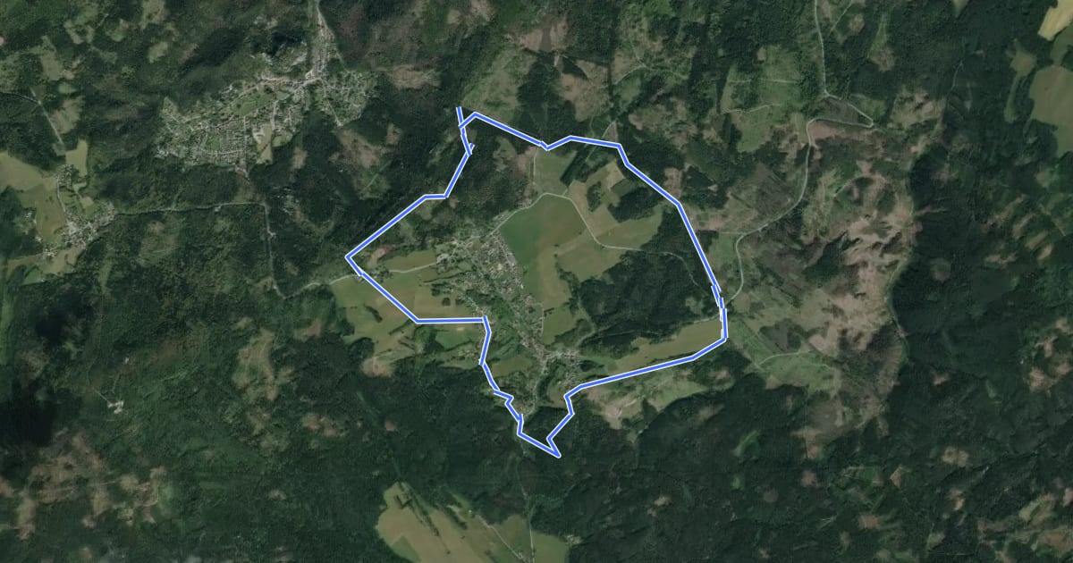 Маршрут Lückendorf-Rundweg (grüner Punkt) на спутниковом снимке