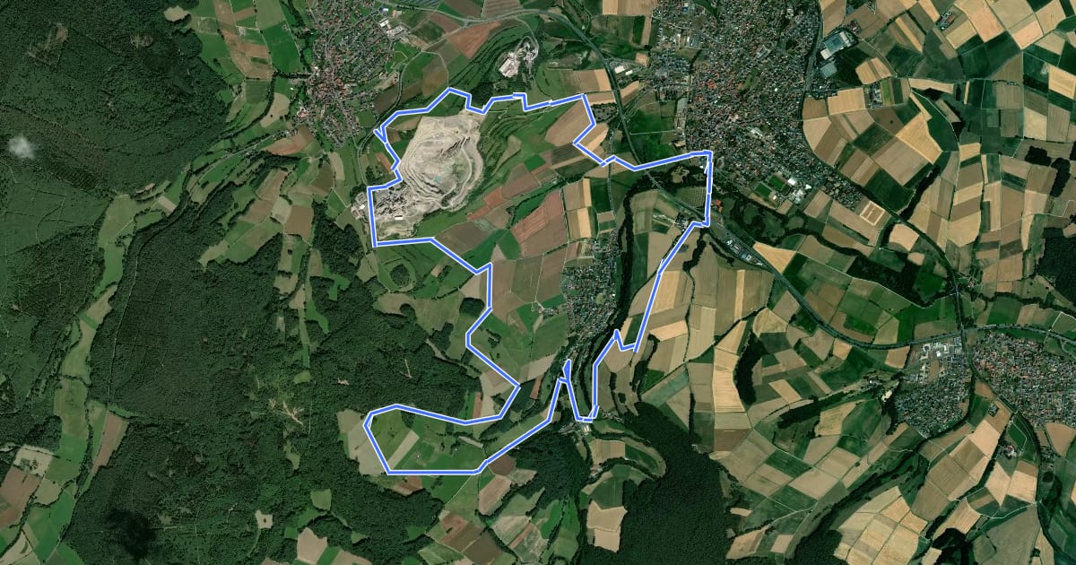Маршрут Lüdertal–Wanderweg на спутниковом снимке