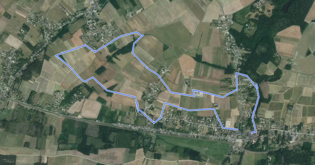Маршрут L'Eau au Fil des Siècles en Val de Cher - Circuit Bleu - Civray-de-Touraine на спутниковом снимке