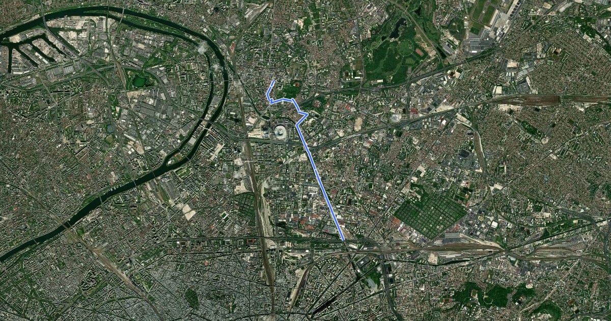 Маршрут L'eau et l'histoire à Saint-Denis на спутниковом снимке