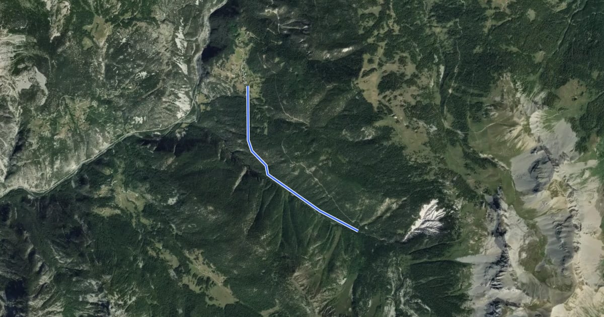 Маршрут L'Esquillière - Passerelle sur Riou Vert на спутниковом снимке