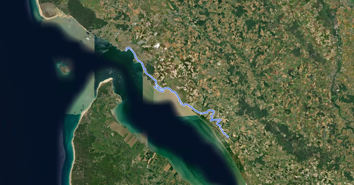 Маршрут L'estuaire de la Gironde à vélo : Royan / Talmont-sur-Gironde / Mortagne-sur-Gironde на спутниковом снимке