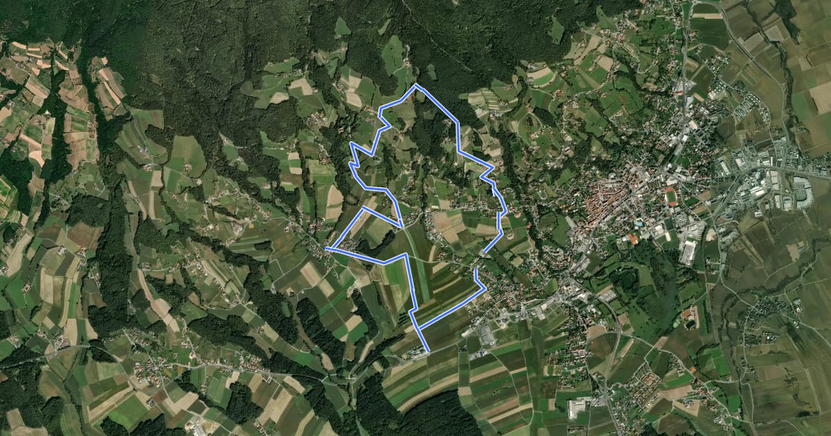 Маршрут Löffelbach - Villa Rustica - Burg Neuberg - Sportplatz Schildbach - Löffenbach (II) на спутниковом снимке
