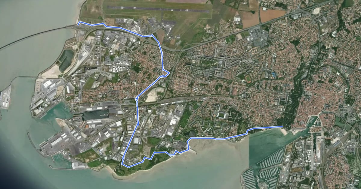 Маршрут L'Île de Ré par la Côte на спутниковом снимке