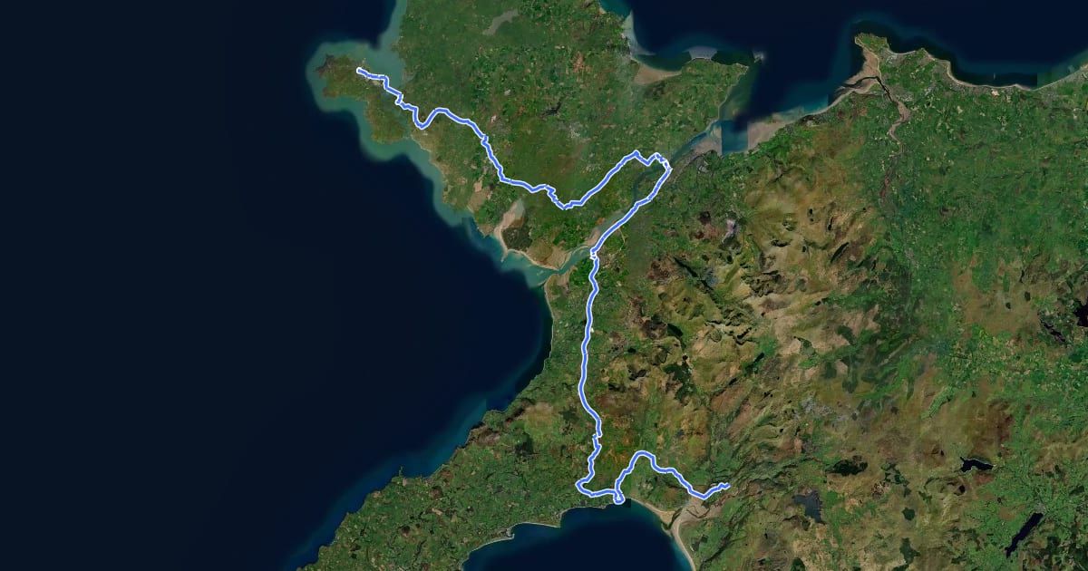 Маршрут Lôn Las Cymru (North) на спутниковом снимке