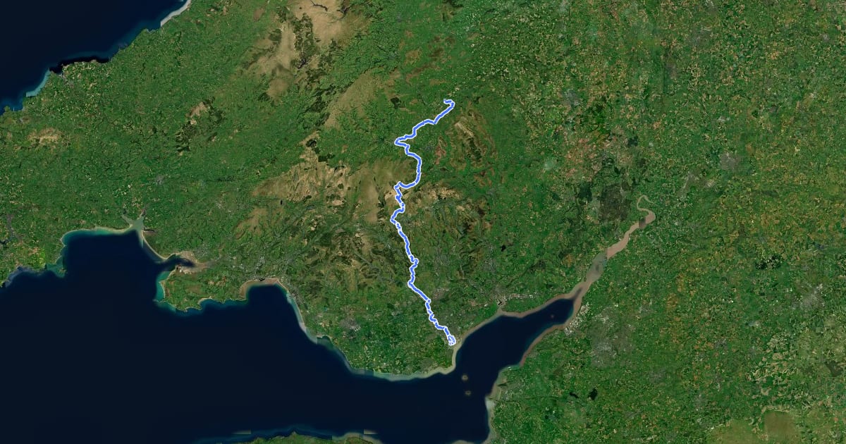Маршрут Lôn Las Cymru (South) на спутниковом снимке