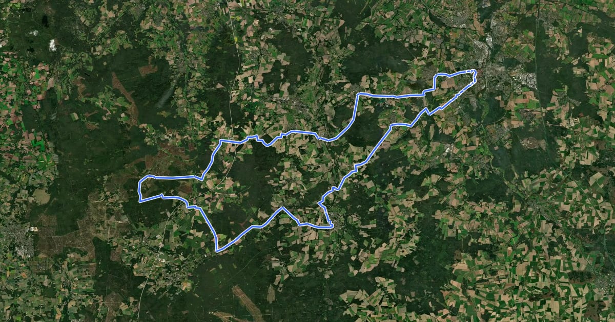 Маршрут Lüneburger Heidetour на спутниковом снимке