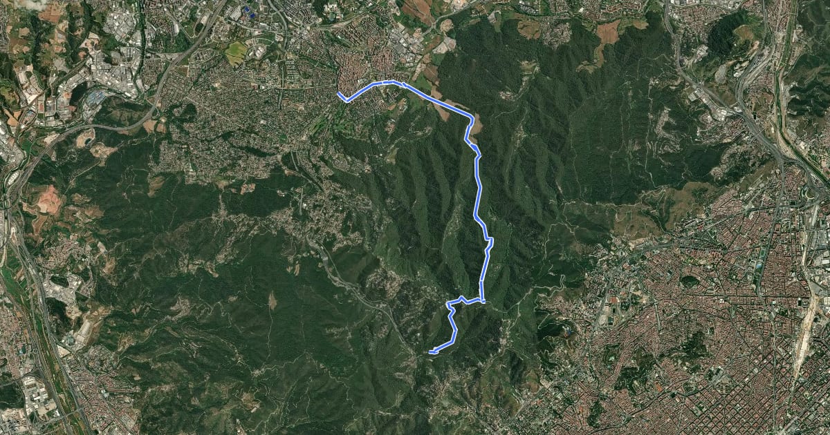 Маршрут L'Obaga de Collserola на спутниковом снимке