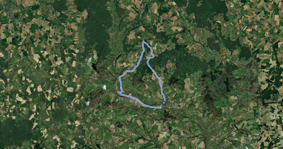 Маршрут L'Orne à Vélo : Autour de la Véloscénie - Les Poivrières de la Moussetière à Bellou sur Huisne на спутниковом снимке