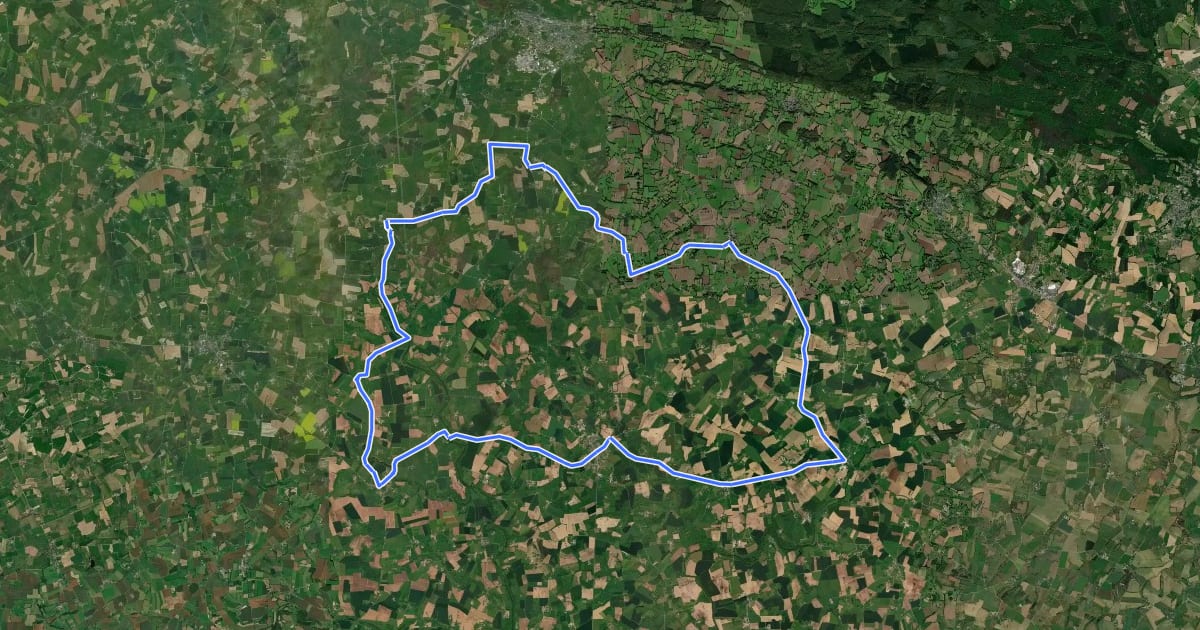 Маршрут L'Orne à Vélo : Saint-Faimbault [1] на спутниковом снимке