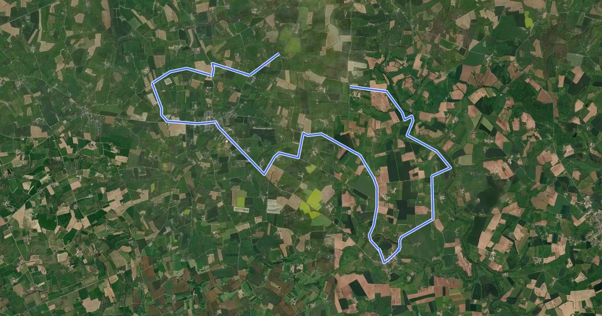 Маршрут L'Orne à Vélo : Saint-Faimbault [2] на спутниковом снимке