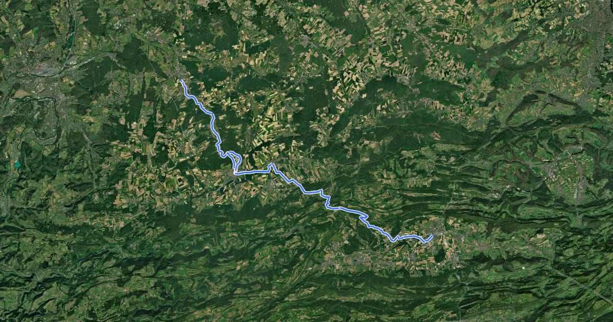 Маршрут Lötschberg-Jura на спутниковом снимке