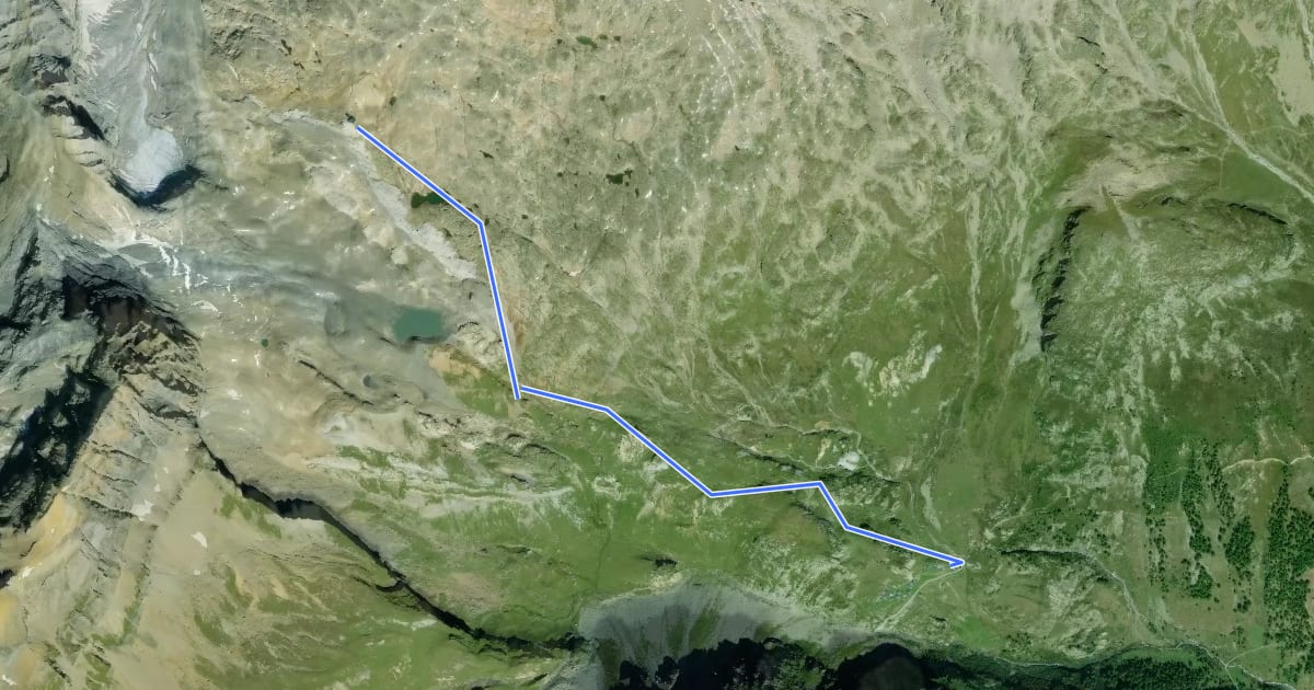 Маршрут Lötschenpass - Kummenalp на спутниковом снимке