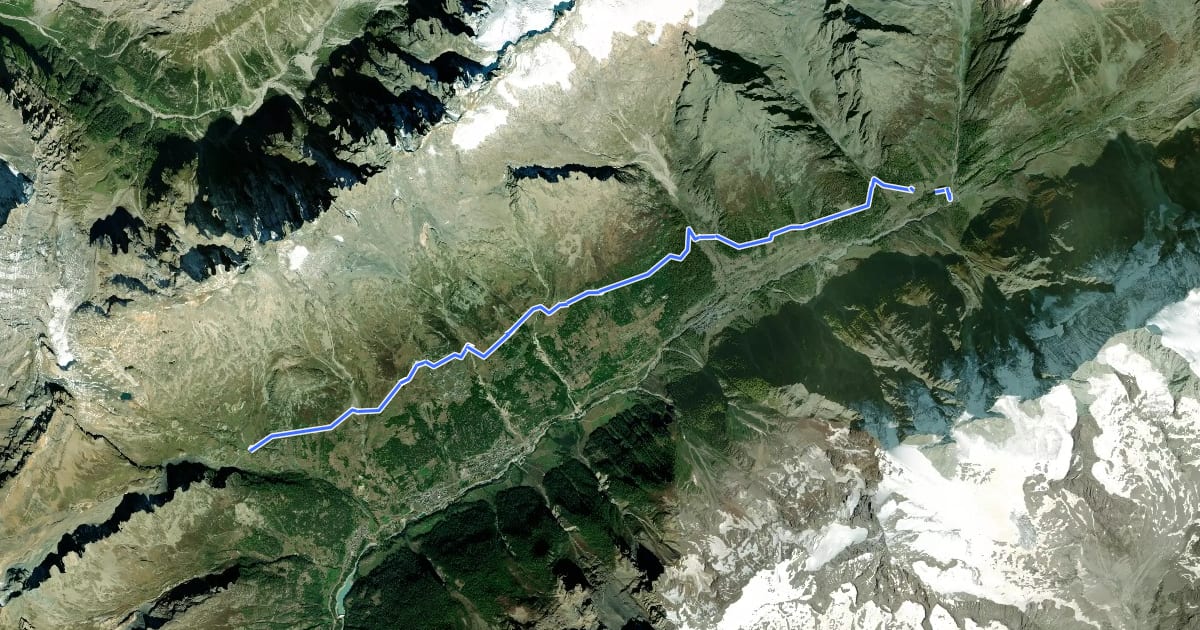 Маршрут Lötschentaler Höhenwanderweg на спутниковом снимке