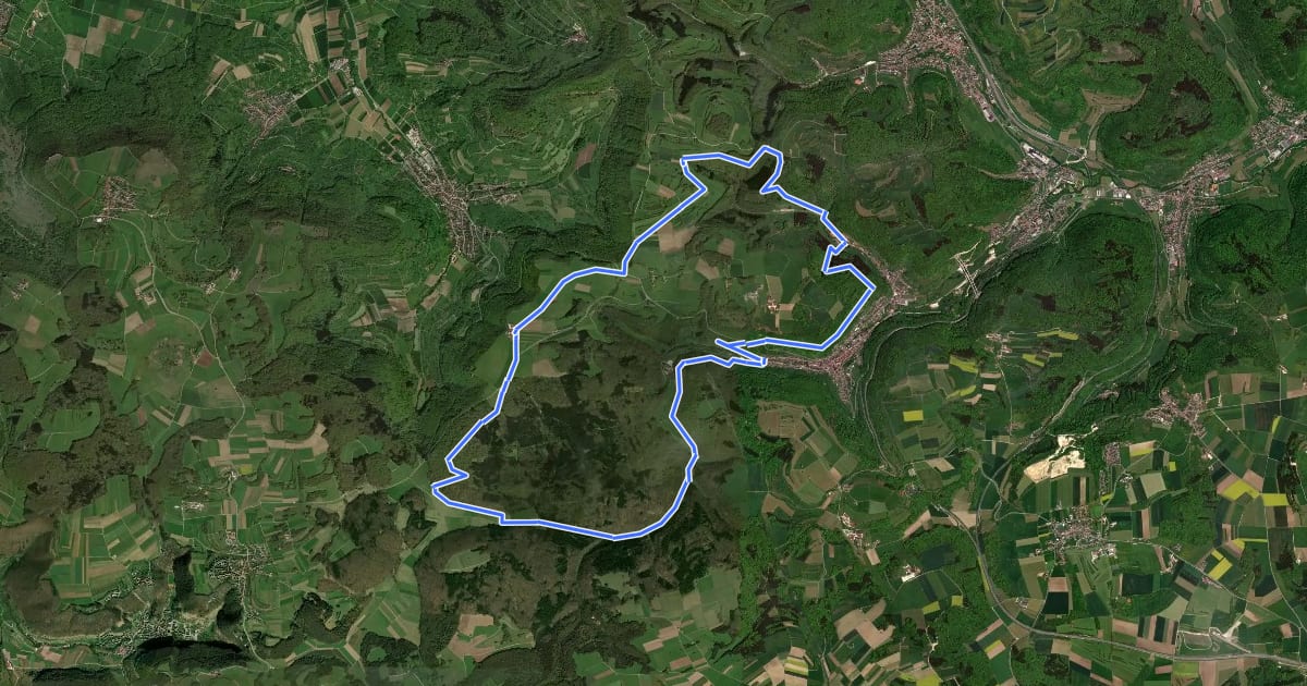 Маршрут Löwentrail Reußenstein-Runde на спутниковом снимке