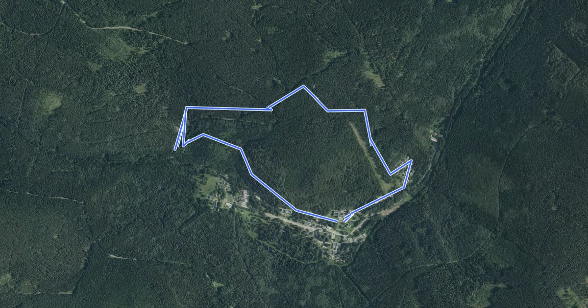 Маршрут Lázeňská trasa Karlova studánka modrá на спутниковом снимке