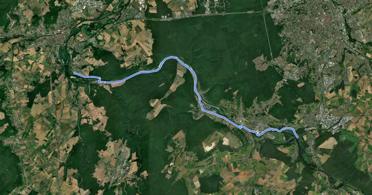 Маршрут La Boucle de la Moselle : Chaudeney-sur-Moselle - Richardménil на спутниковом снимке