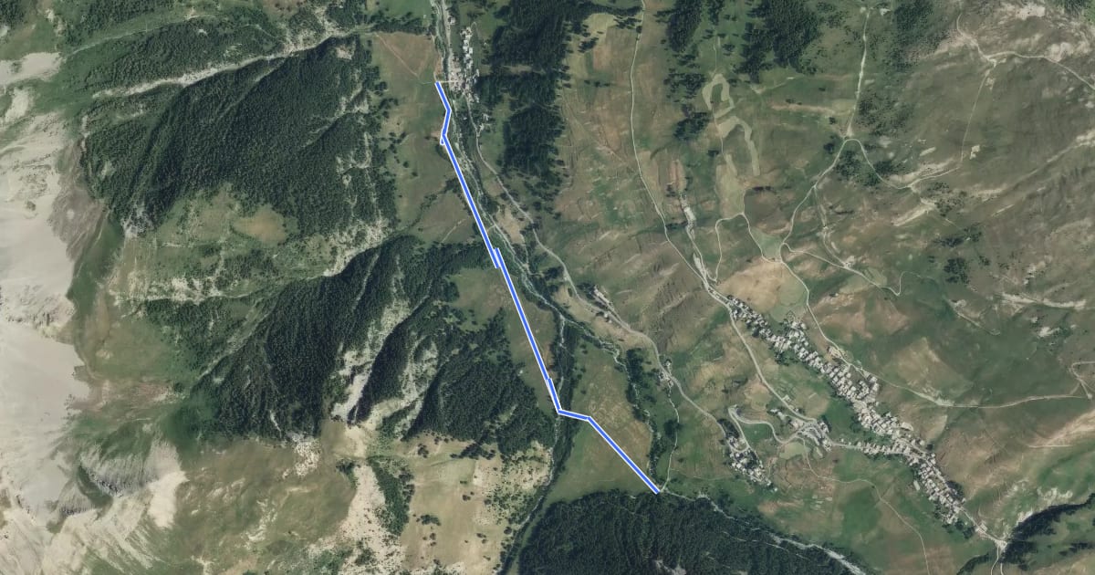 Маршрут La Chalp de Saint-Véran - Pont du Moulin на спутниковом снимке