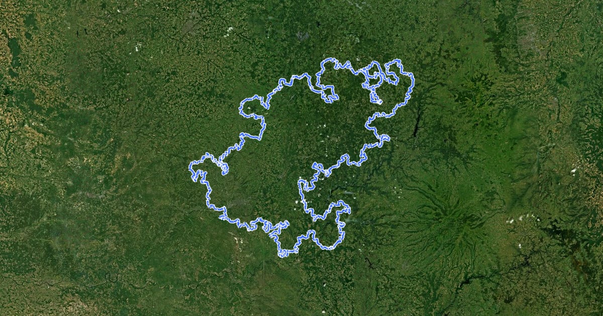 Маршрут La Corrézienne VTT на спутниковом снимке