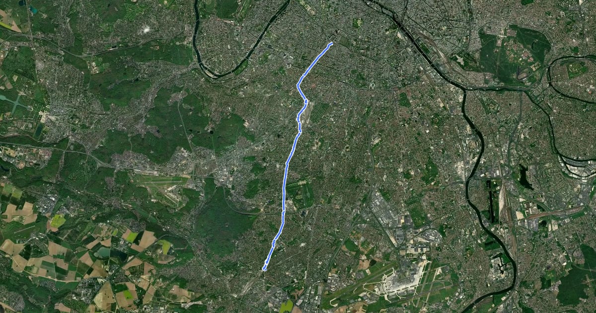 Маршрут La Coulée Verte du Sud Parisien на спутниковом снимке