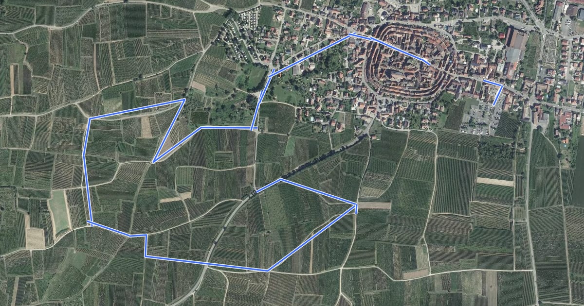 Маршрут La découverte du Sentier Viticole на спутниковом снимке