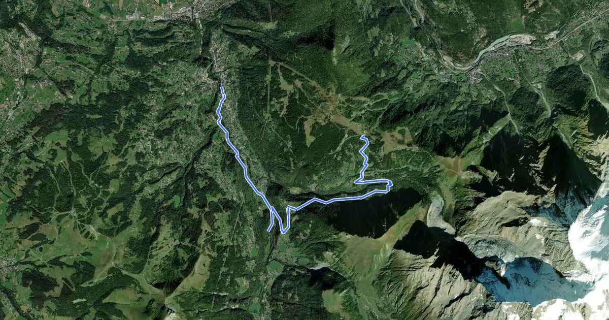 Маршрут À la découverte du Tramway du Mont-Blanc на спутниковом снимке