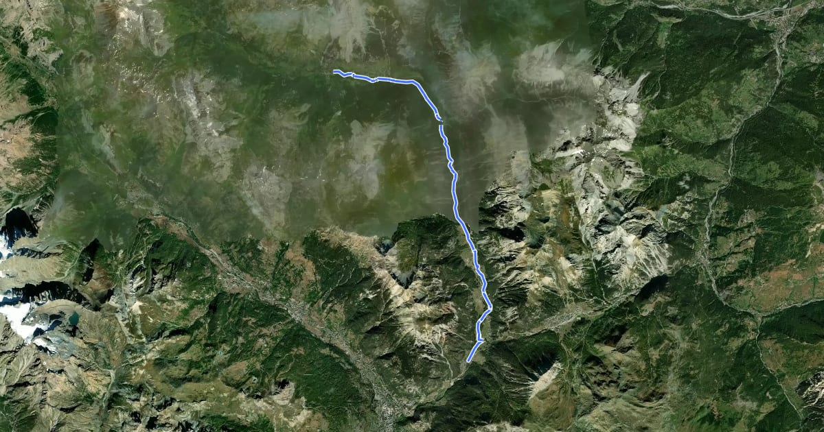 Маршрут La Descente de la Clarée на спутниковом снимке