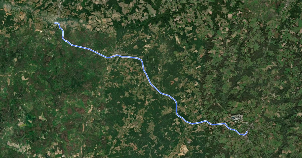 Маршрут La Flow Vélo, Thiviers - Nontron. Étape gourmande dans le Périgord vert на спутниковом снимке