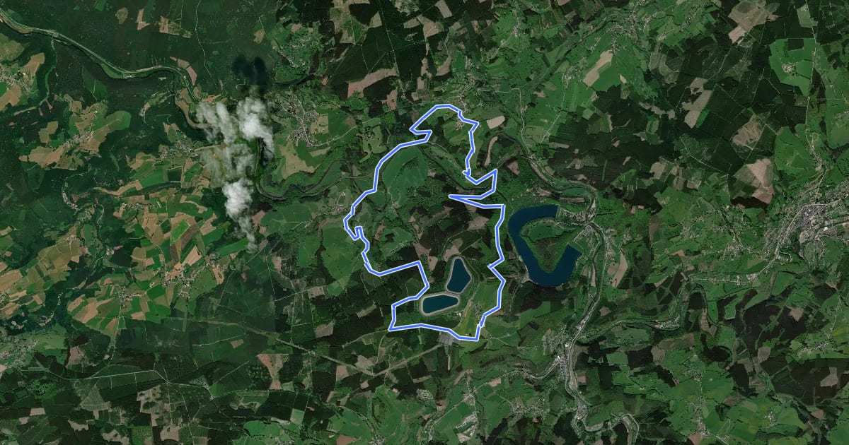 Маршрут La Gleize VTT n°3 rouge 17km на спутниковом снимке