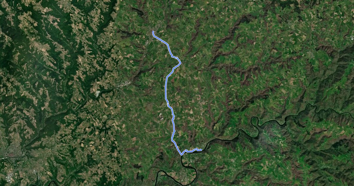 Маршрут La Grande Traversée du Volcan à Vélo, étape 1, Port-d'Agrès / Maurs на спутниковом снимке