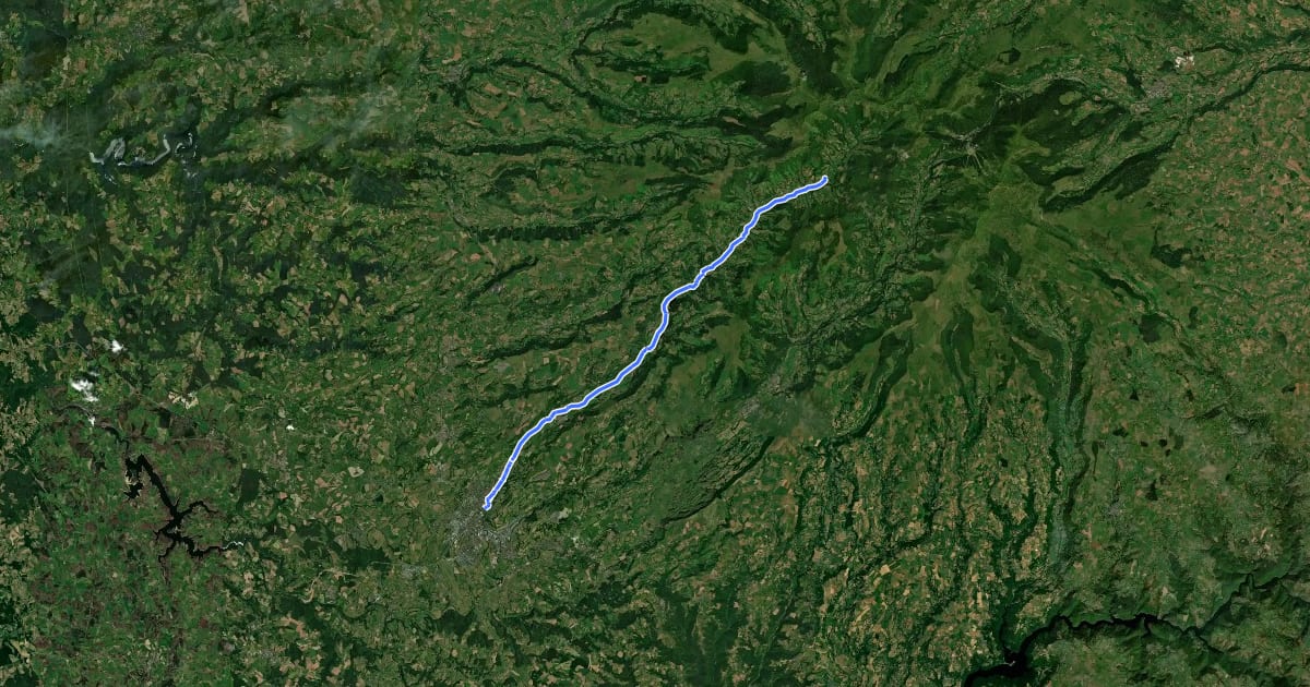 Маршрут La Grande Traversée du Volcan à Vélo, étape 3, Aurillac - Mandailles-Saint-Julien на спутниковом снимке