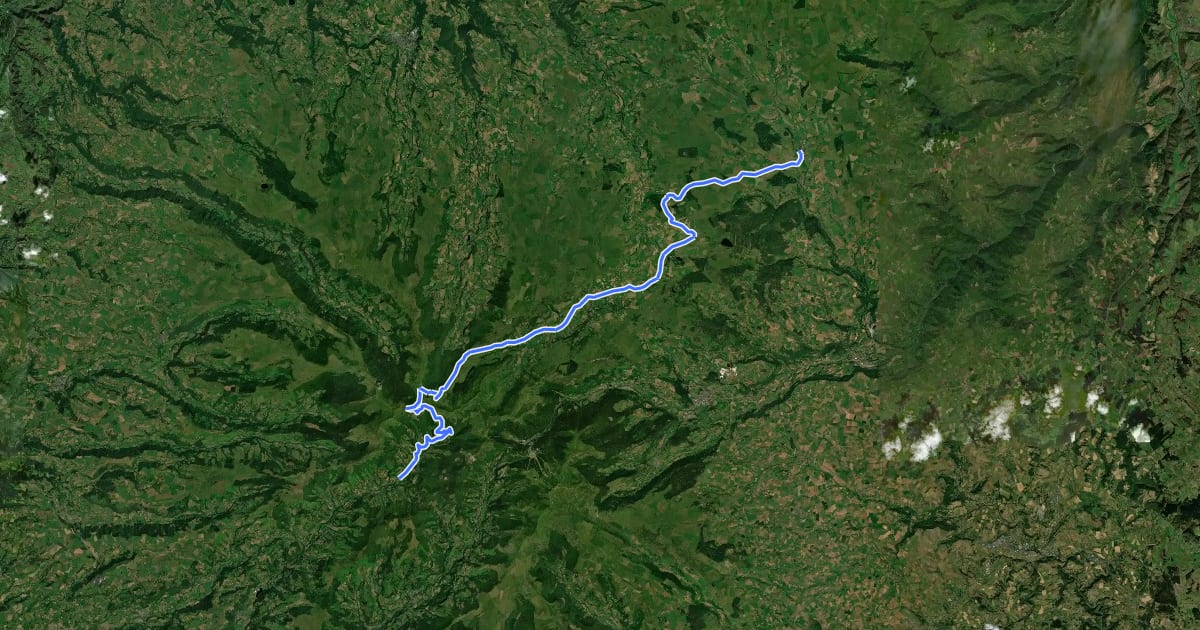 Маршрут La Grande Traversée du Volcan à Vélo, étape 4, Mandailles-Saint-Julien / Allanche на спутниковом снимке