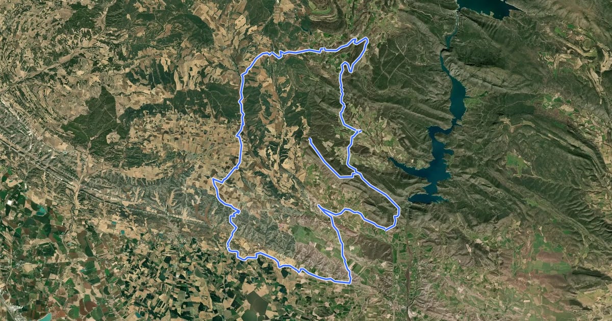 Маршрут La Litera. BTT. Ruta 2. Yesos y Embalse de Santa Ana на спутниковом снимке
