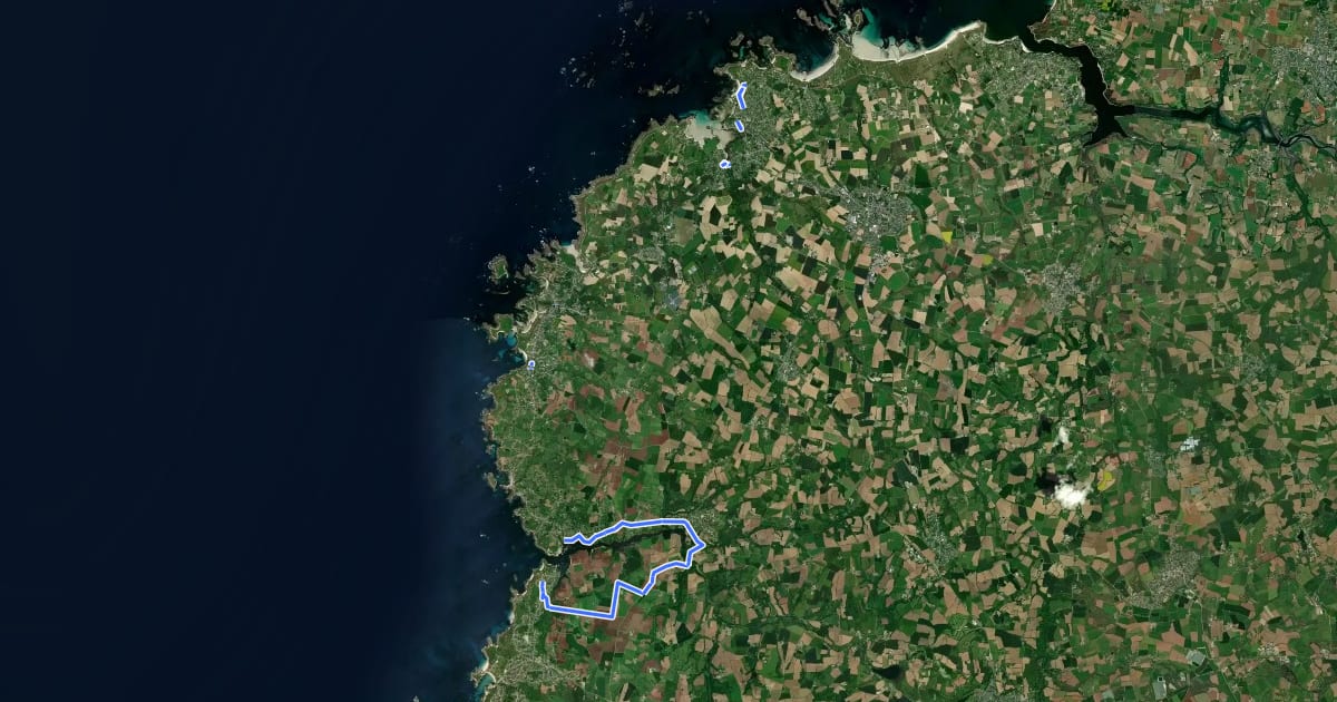 Маршрут La Littorale (future) : Roscoff - Pointe du Raz на спутниковом снимке