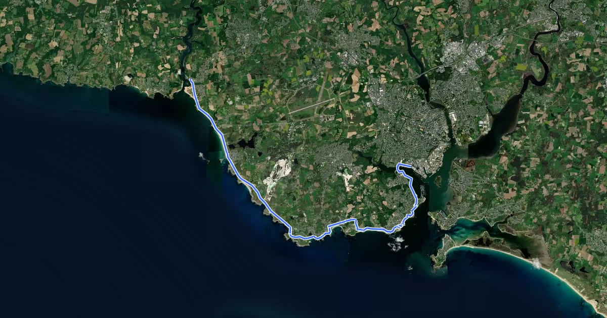 Маршрут La Littorale : Guidel-Plages - Lorient на спутниковом снимке
