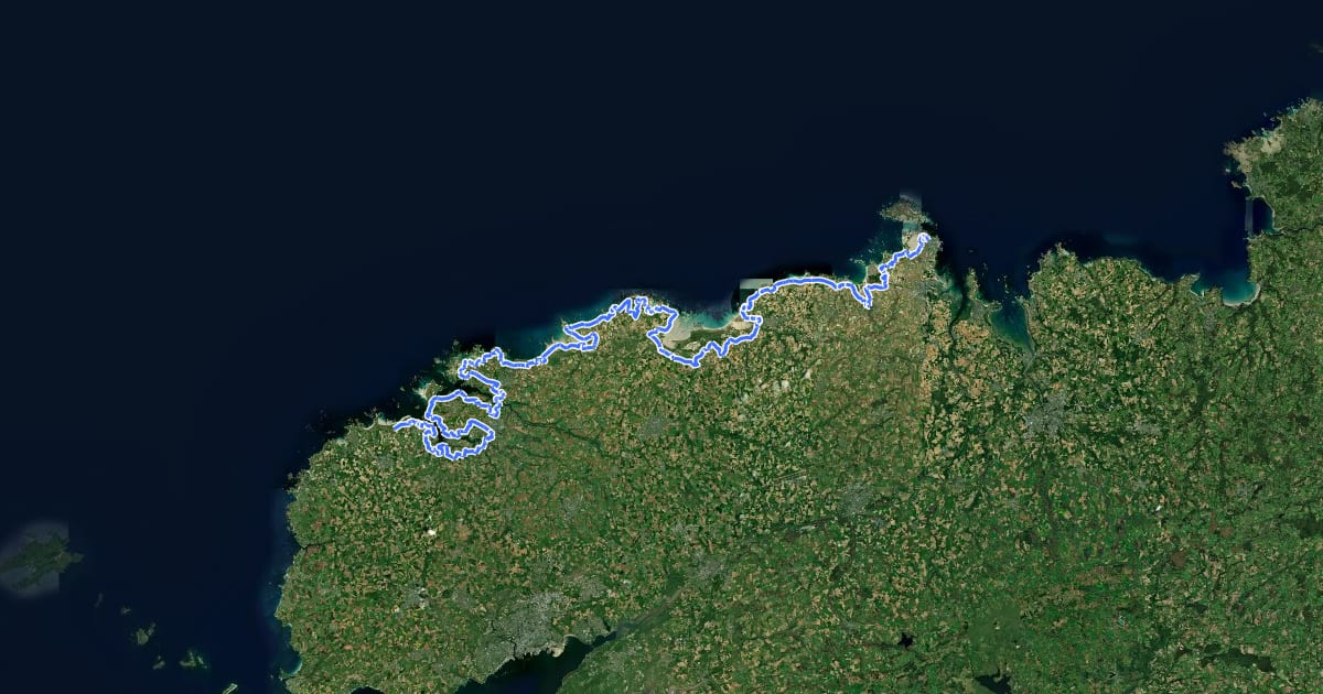 Маршрут La Littorale : Roscoff - Saint-Pabu на спутниковом снимке