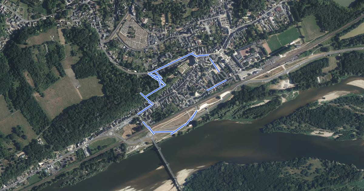 Маршрут La Loire - Langeais на спутниковом снимке