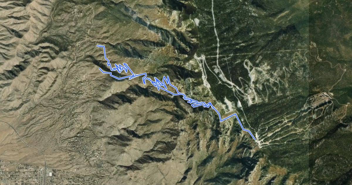 Маршрут La Luz Trail на спутниковом снимке