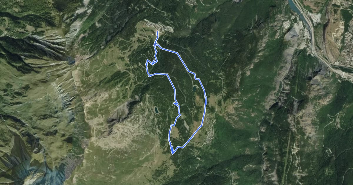 Маршрут La Plagne на спутниковом снимке