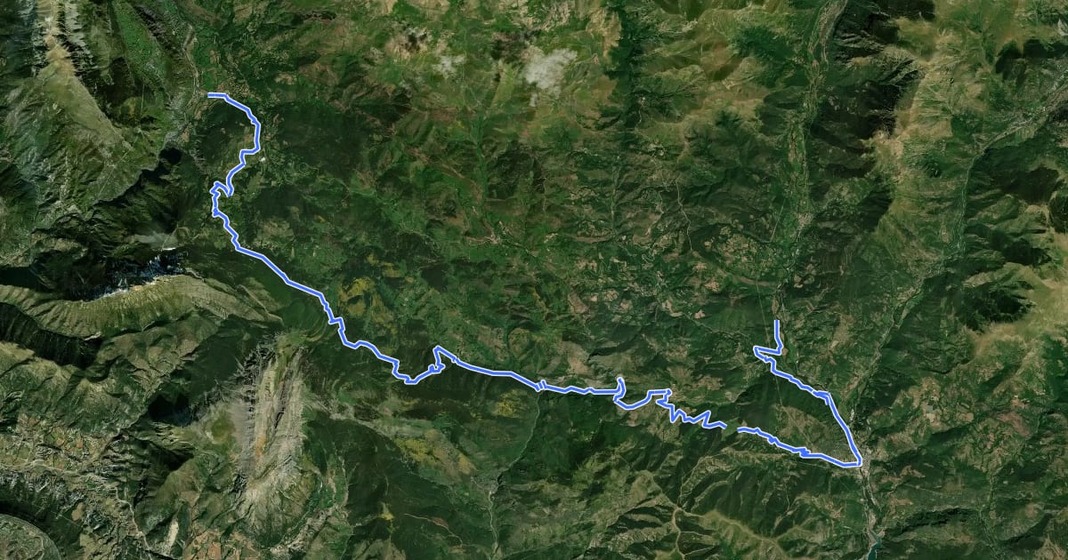 Маршрут La Ribagorza. BTT. Ruta 19. Transpirenaica de Bonansa a Castejon de Sos на спутниковом снимке