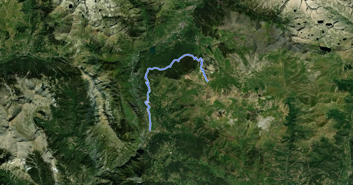 Маршрут La Ribagorza. BTT. Ruta 23. Descenso del Ampriu на спутниковом снимке