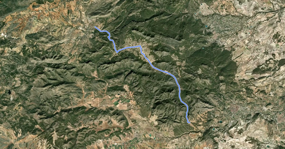 Маршрут La Risca - Llano de Béjar (Caravaca) на спутниковом снимке