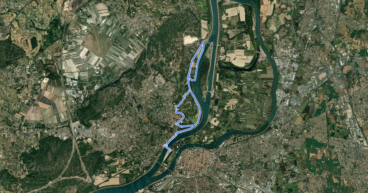 Маршрут La Rive droite du Rhône на спутниковом снимке