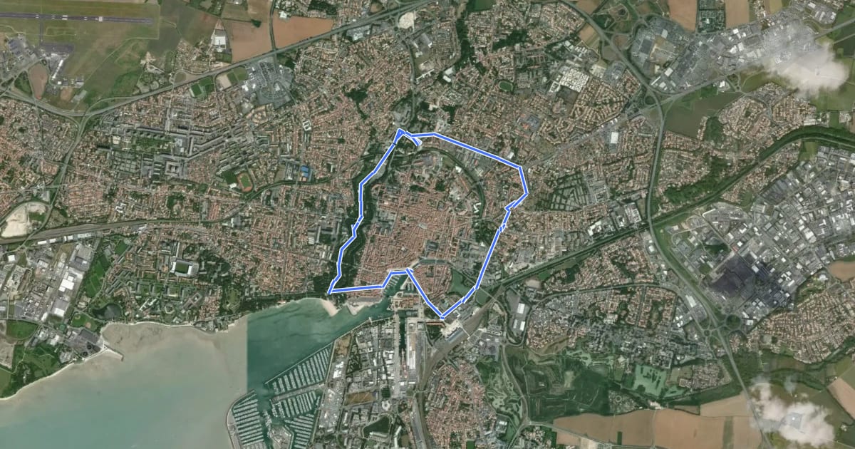 Маршрут La Rochelle на спутниковом снимке