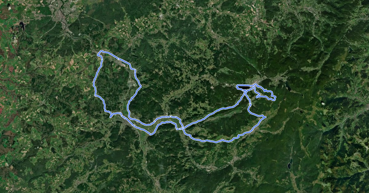 Маршрут La route des 4 cols на спутниковом снимке