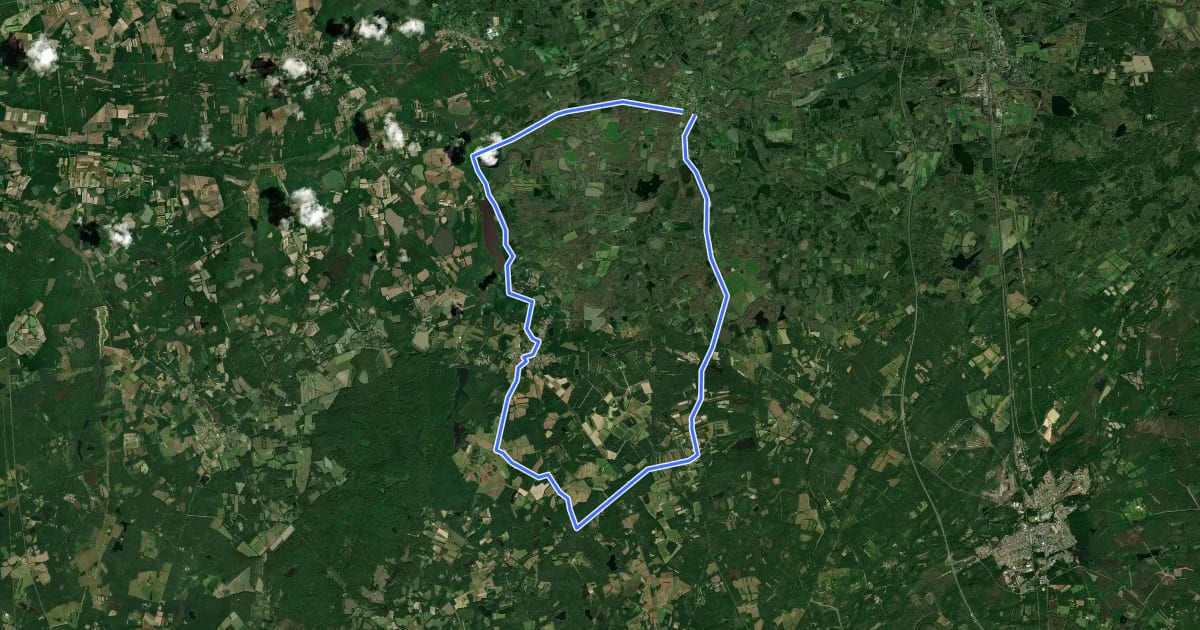 Маршрут La Route des Etangs на спутниковом снимке