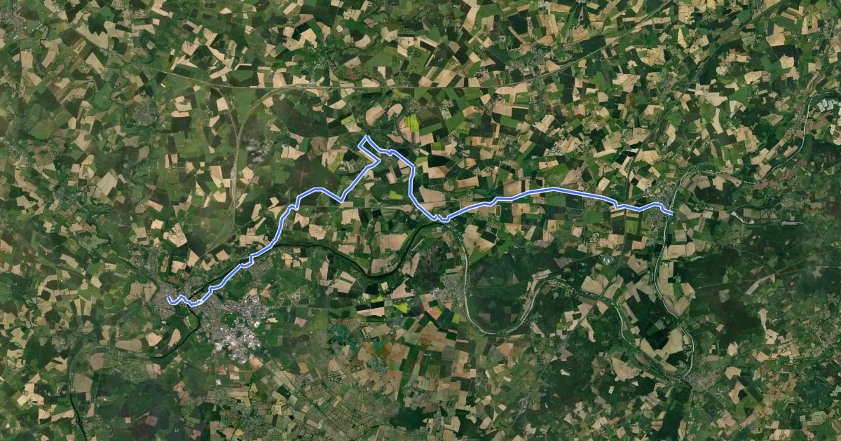 Маршрут La Sarthe à vélo : Noyen-sur-Sarthe ↔ Sablé-sur-Sarthe на спутниковом снимке