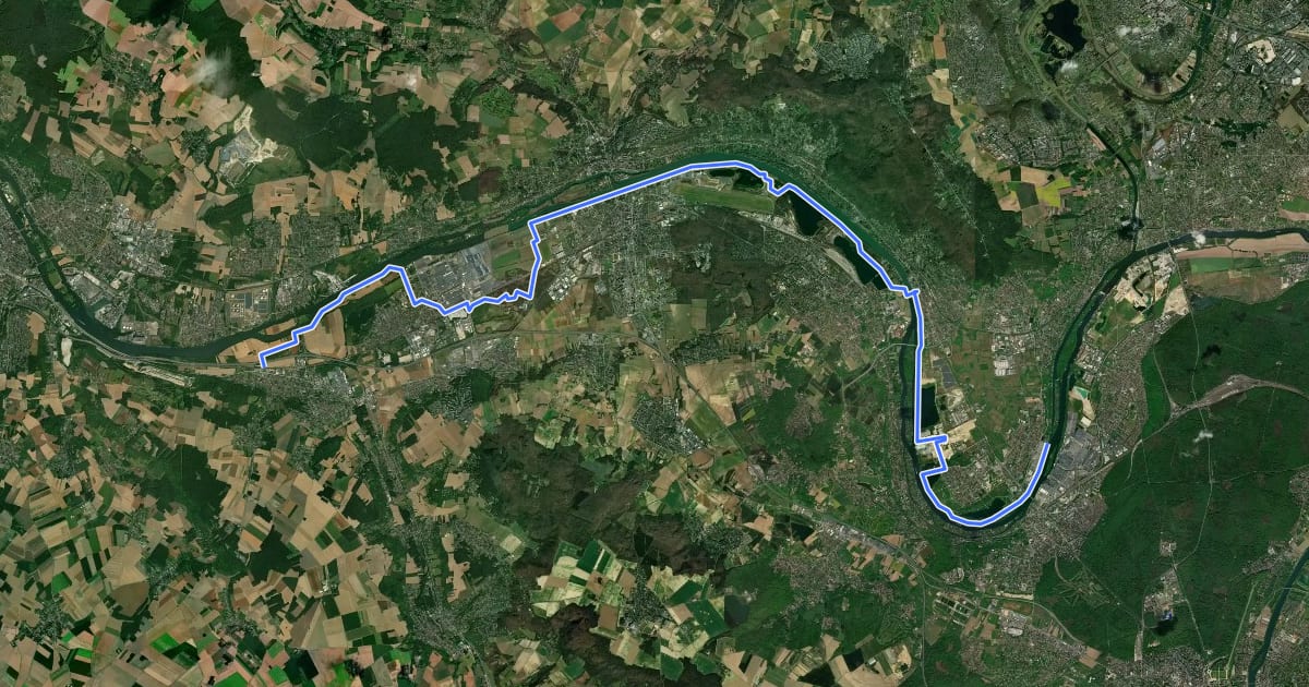 Маршрут La Seine impressionniste на спутниковом снимке