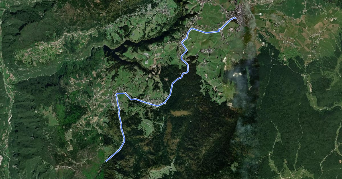 Маршрут La Strada del Vecchio Trenino на спутниковом снимке